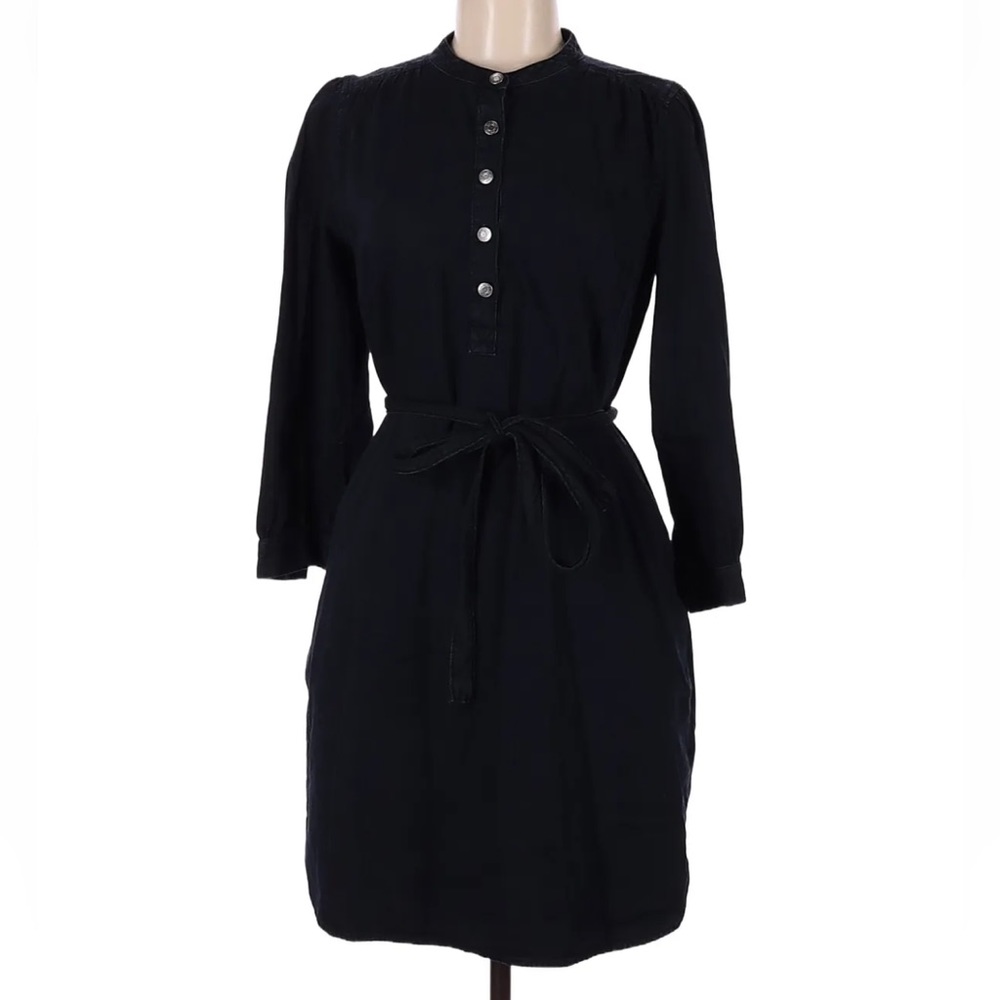 Gap Women Black Fall Casual Jean Dress Adjustable Waist W/ Side Pockets Sz M EUC